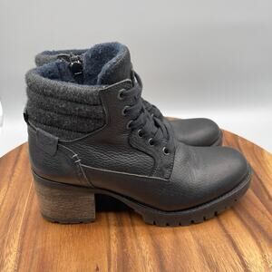 Bull Boxer Cassie Boots Womens Size 9 M Black Leather Booties Casual Combat Lug